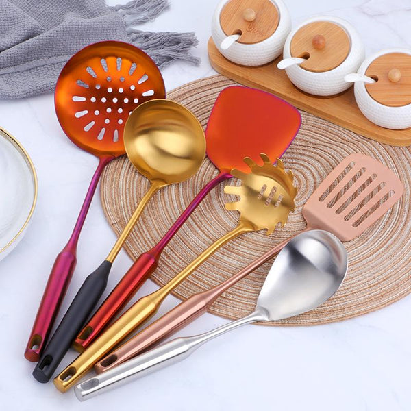 White Silicone Copper Kitchen Utensils Set with Holder 17 Pc Rose