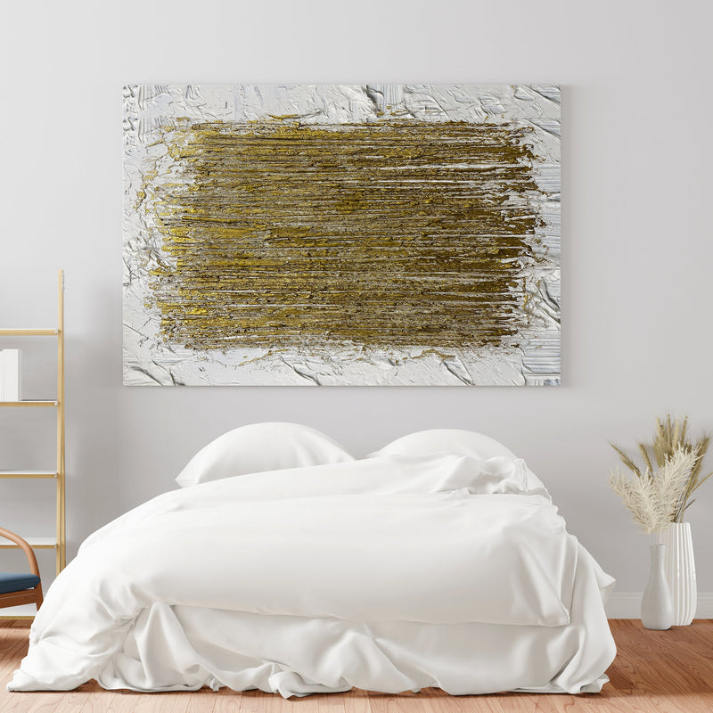 Beige & Gold Spackle Painting with Plaster Wall Art