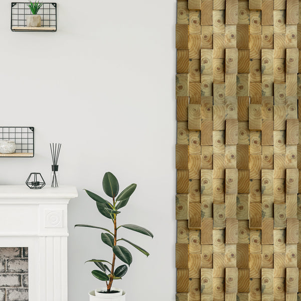 Brickwork Wood Mosaic Wall Panel