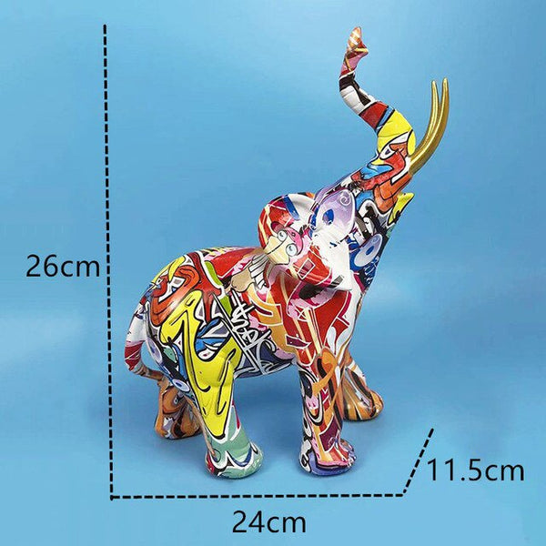 Statue Élégante d'Éléphant en Résine - 30cm - Style Graffiti Statue Élégante d'Éléphant en Résine - 30cm - Style Graffiti