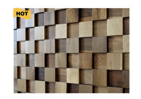 Blocks 3D Wood Wall Panel - Brown Tone (Set of 4 or 12)