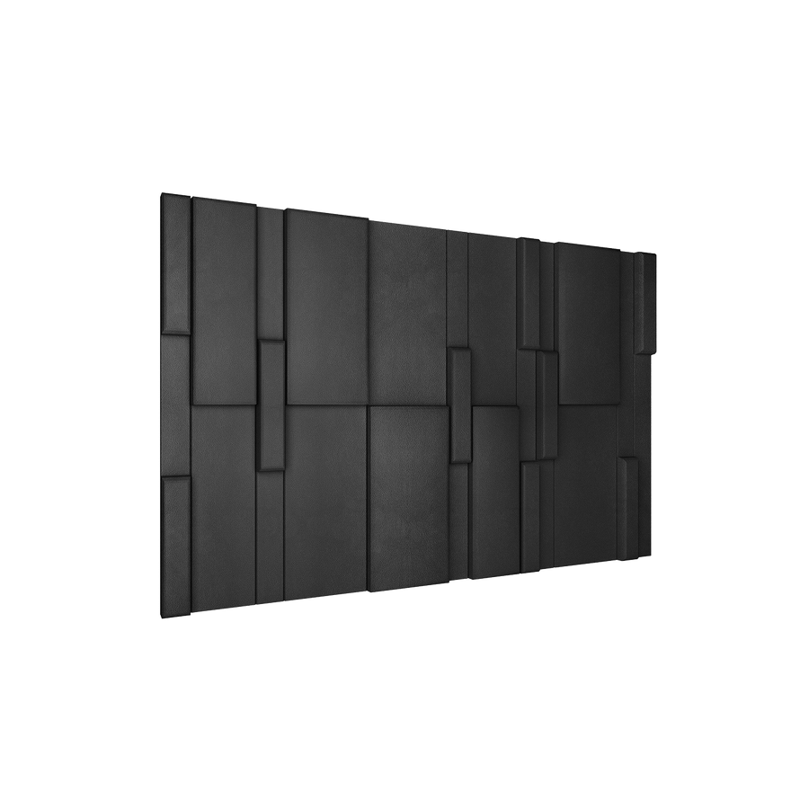 Flux Square 3D Leather Wall Panel in Black