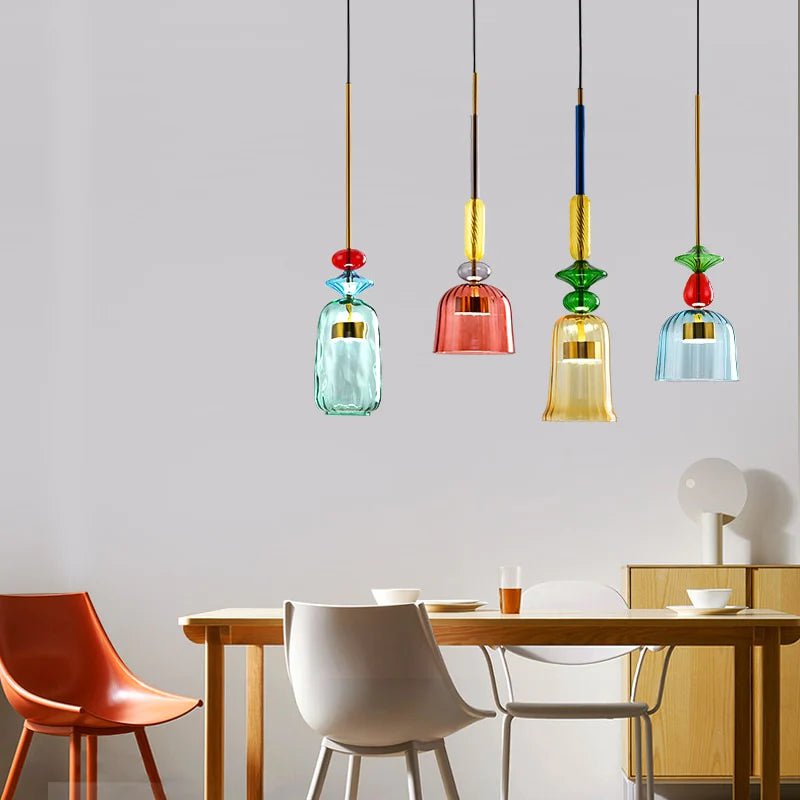 Colored glass online pendant lights