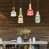 Vintage Colored Glass Pendant Light