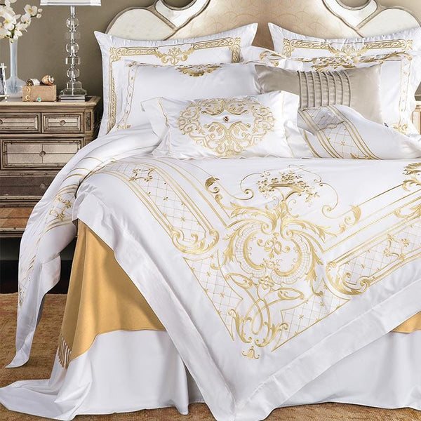 Ivy Gold Forest White and Gold Duvet Cover Set (Egyptian Cotton)