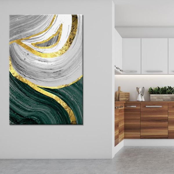 Golden Greens Stretched Canvas