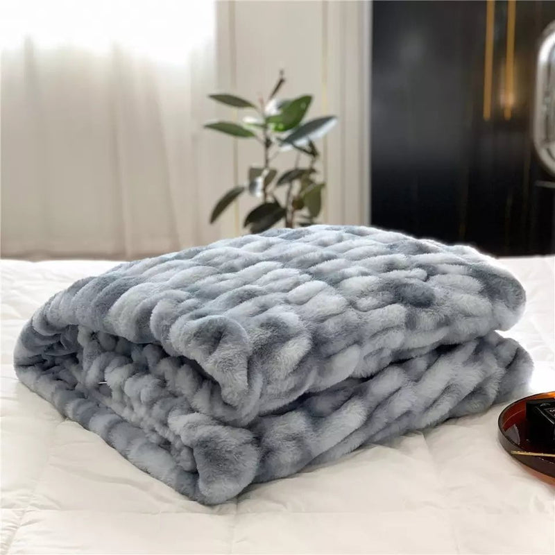 Grey fur blanket throw hot sale