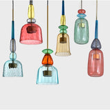 Vintage Colored Glass Pendant Light