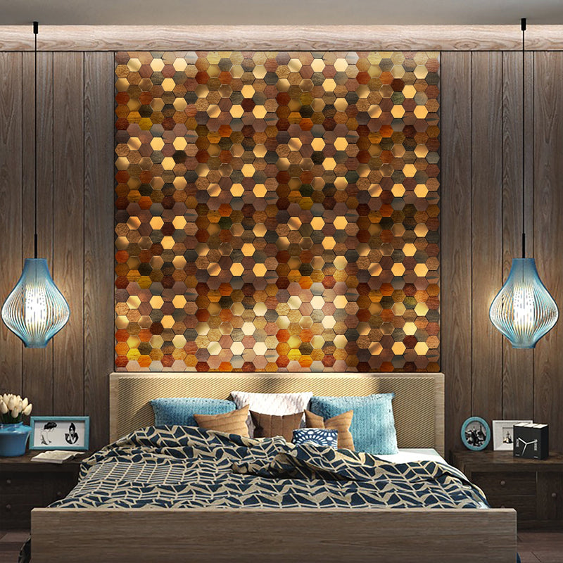 Hexad Wood Mosaic Wall Panel
