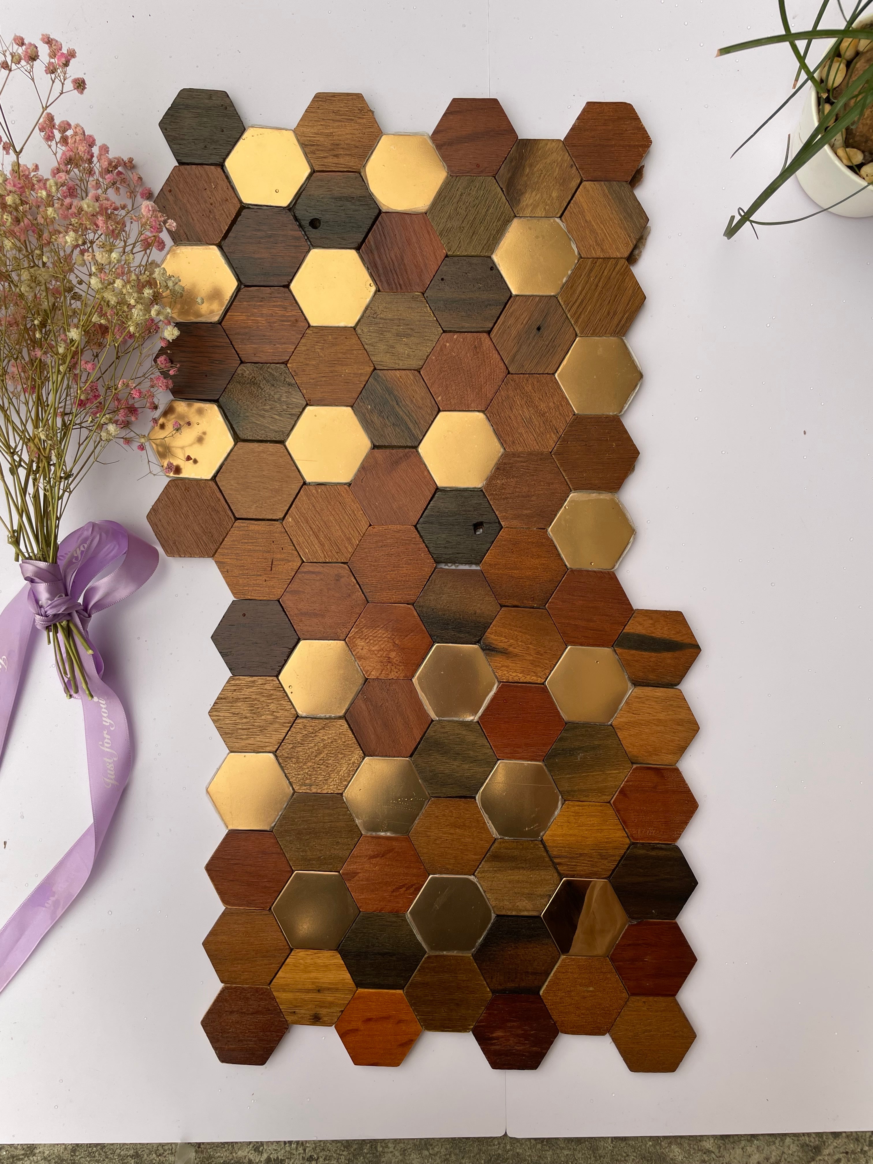Hexad Wood Mosaic Wall Panel – Articture