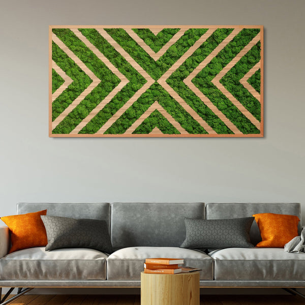 Moss Art X Design Wood Frame
