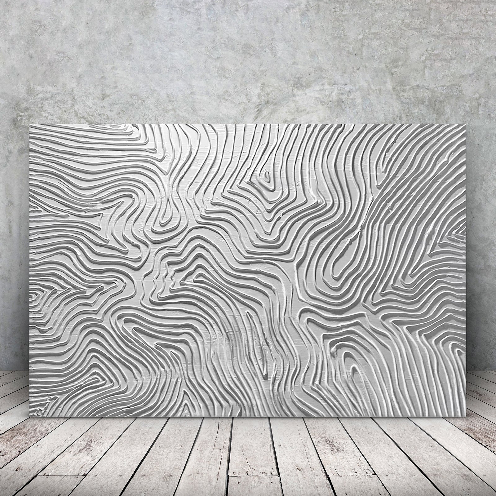 Organic White Line Texture Painting Wall Art – Articture, image size:1600x1600