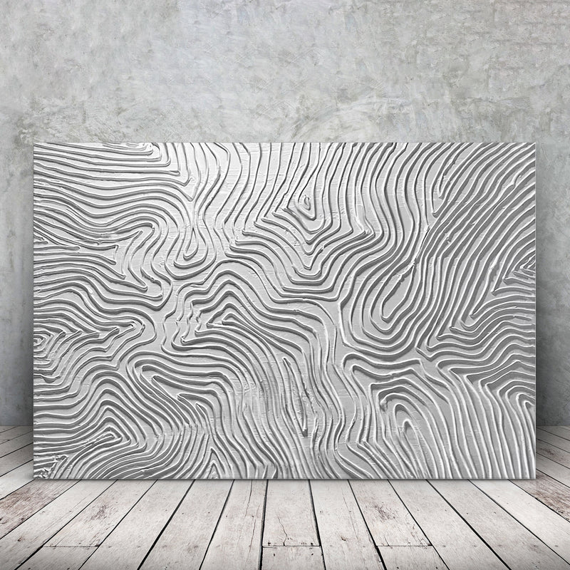Organic White Line Texture Painting Wall Art