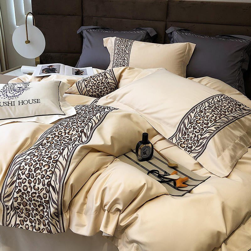 Leopard Grey Duvet Cover Set (Egyptian Cotton)