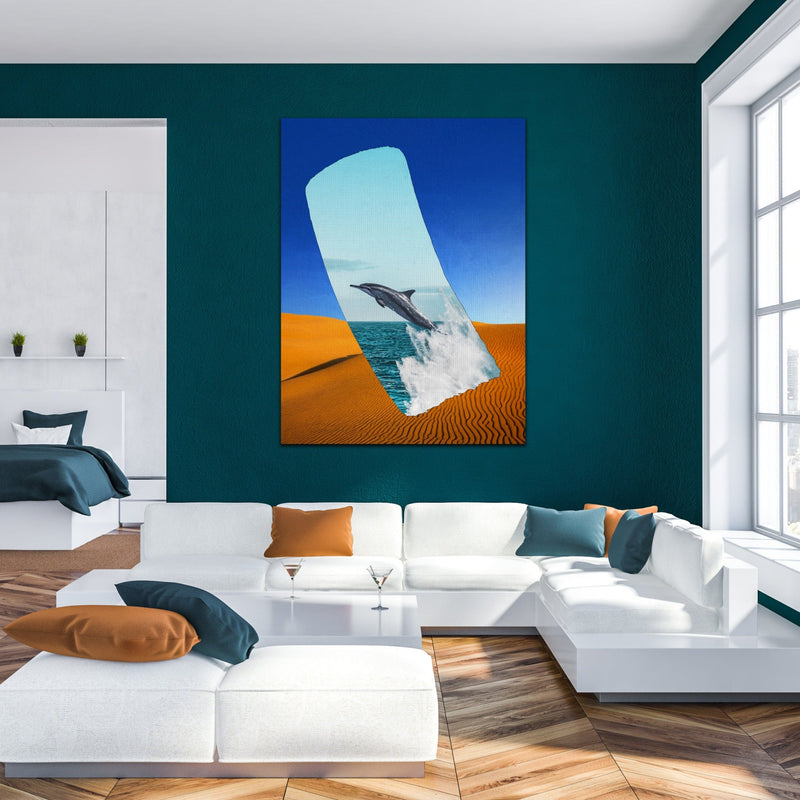 Dolphin in the Dessert Stretched Canvas