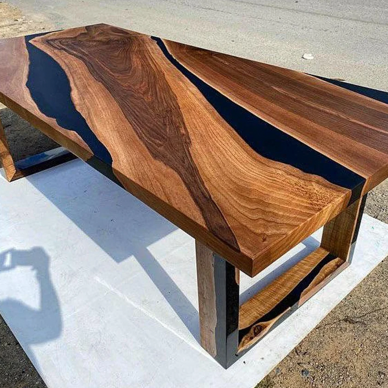 Black Walnut Solid Wooden Slab Epoxy Table