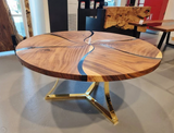 Black Round Wood Epoxy Table
