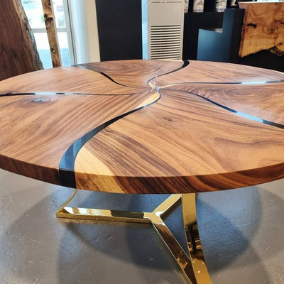 Black Round Wood Epoxy Table – Articture - Main Image