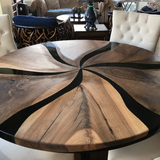 Black Round Wood Epoxy Table