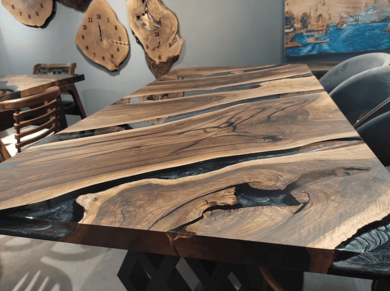 Black Walnut Solid Wooden Multi-Slab Epoxy Table