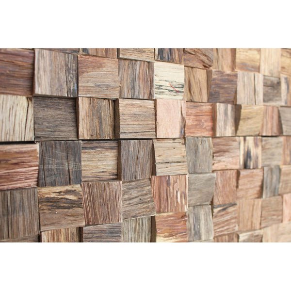Rubix 3D Wood Wall Panel - Brown Tones (Set of 4 or 12)