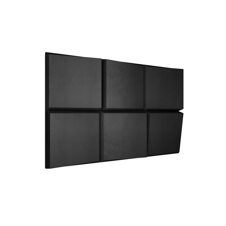 Ubiquitous Square 3D Leather Wall Panel in Black
