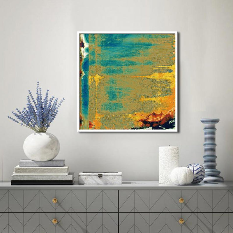 Green Yellow Style Abstract Art Stretched Canvas