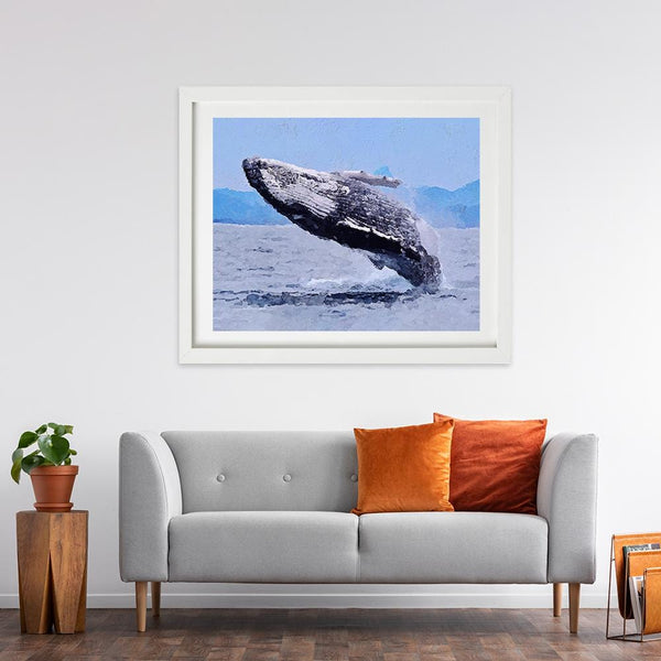 Whale Jump Stretched Canvas