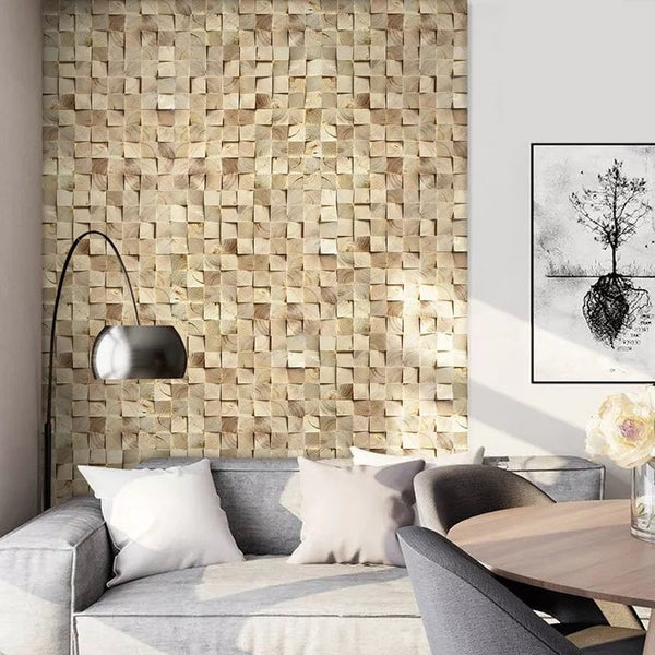 Cabo Cube Wood Mosaic Wall Panel