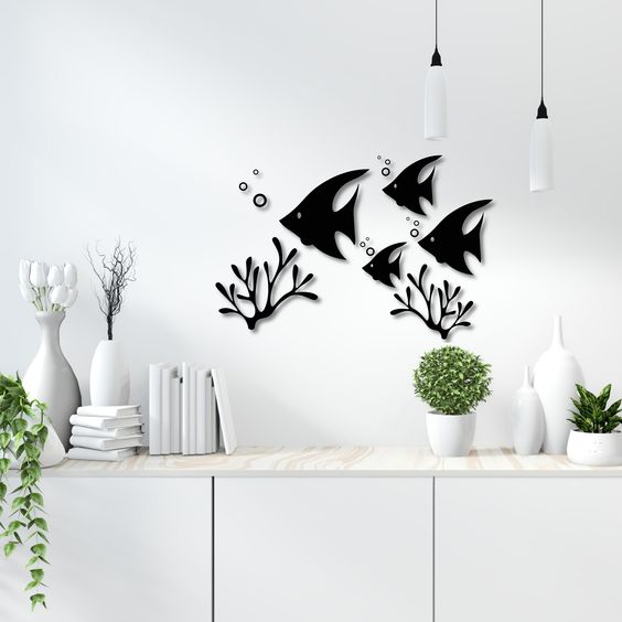Swimming Fishes Metal Wall Art