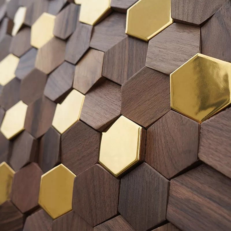 Hexad Wood Mosaic Wall Panel – Articture