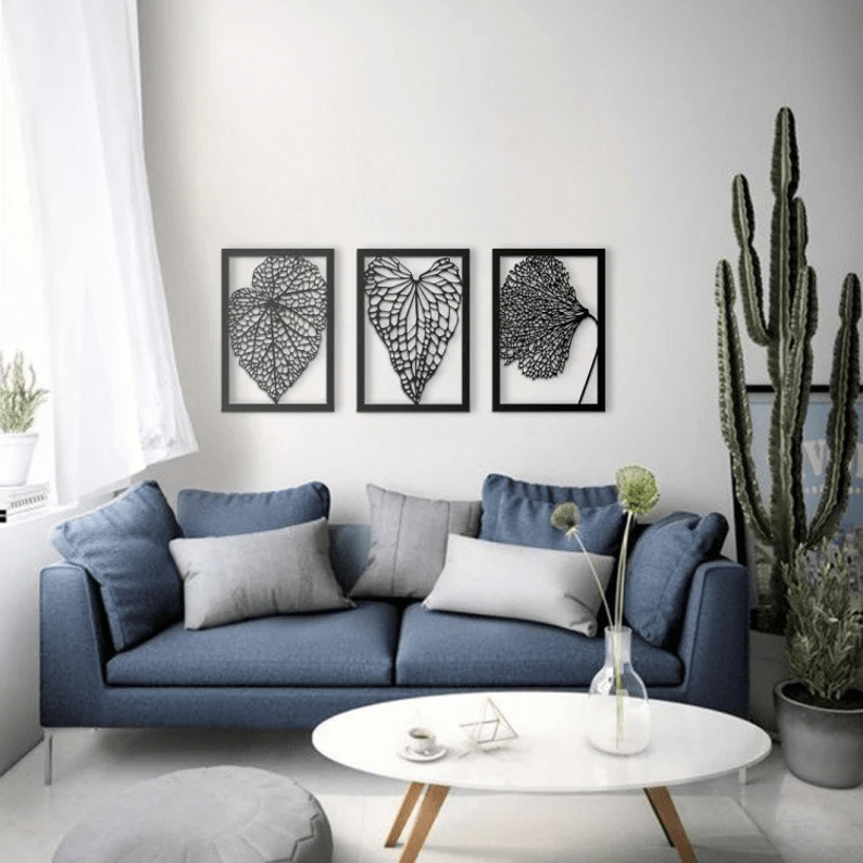 Detailed Leaf Metal Wall Art (3 Pieces)