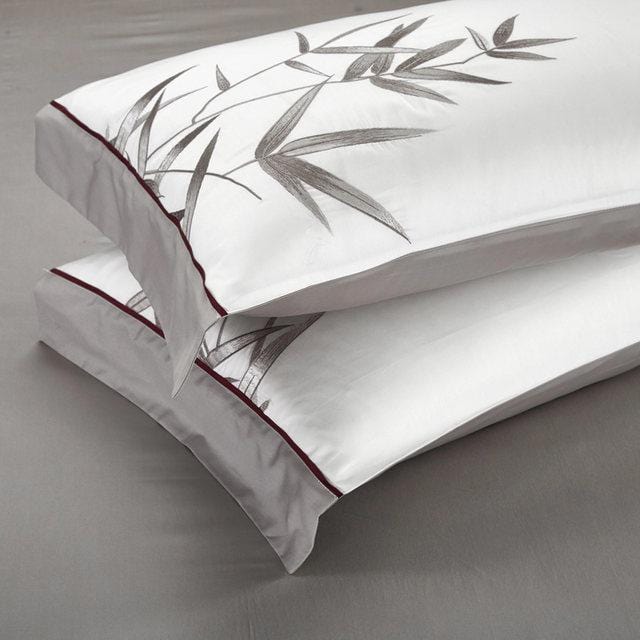 Bamboo White Bloom Duvet Cover Set (Egyptian Cotton)