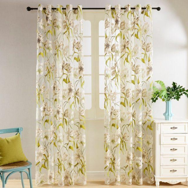 Tropical Flower Sheer Curtain