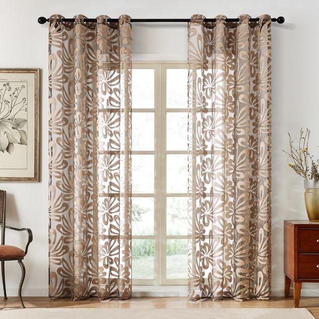 Splash Ring Brown Sheer Curtain Articture