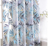 Tropical Leaves Blue Sheer Curtain