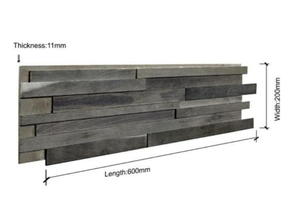 Antique Oak 3D Wood Wall Panel - Dark Grey Tone (Set of 4 or 12)