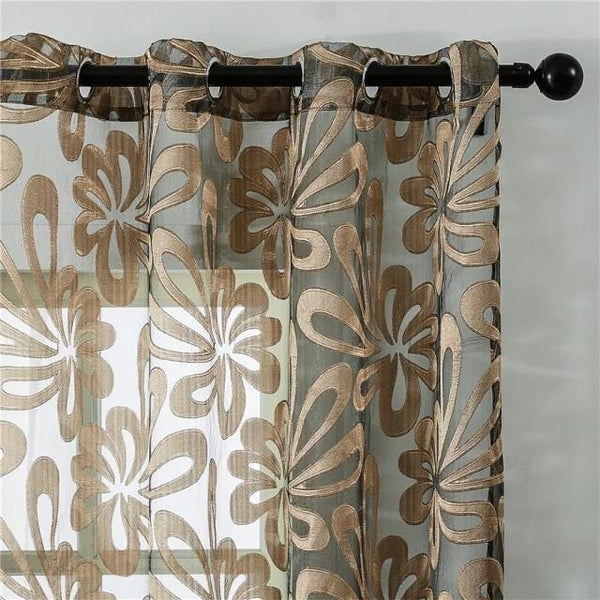 Splash Ring Brown Sheer Curtain