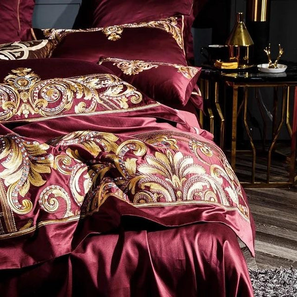 Golden Fier Red And Gold Duvet Cover Set (Egyptian Cotton)