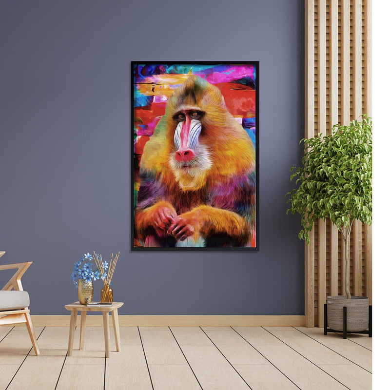 Mandrill Abstract Art Stretched Canvas