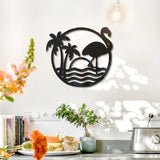 Palm Tree Flamingo Metal Wall Art