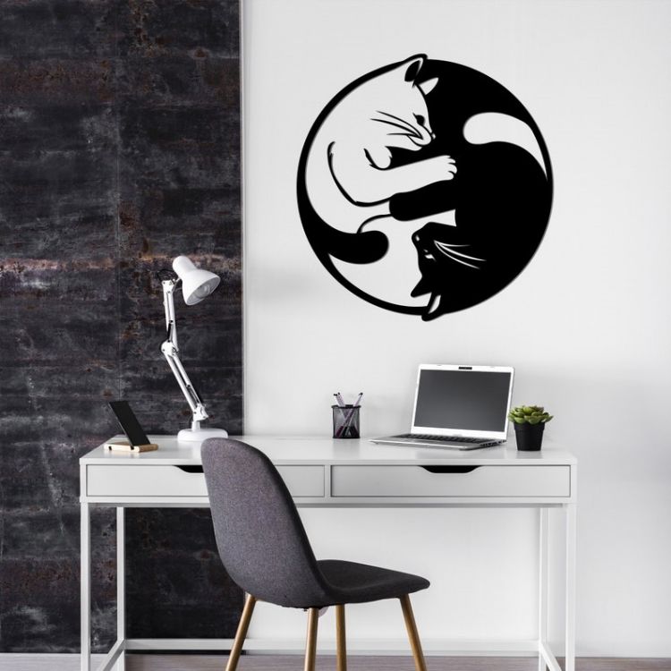 Yin Yang Cats Metal Wall Art